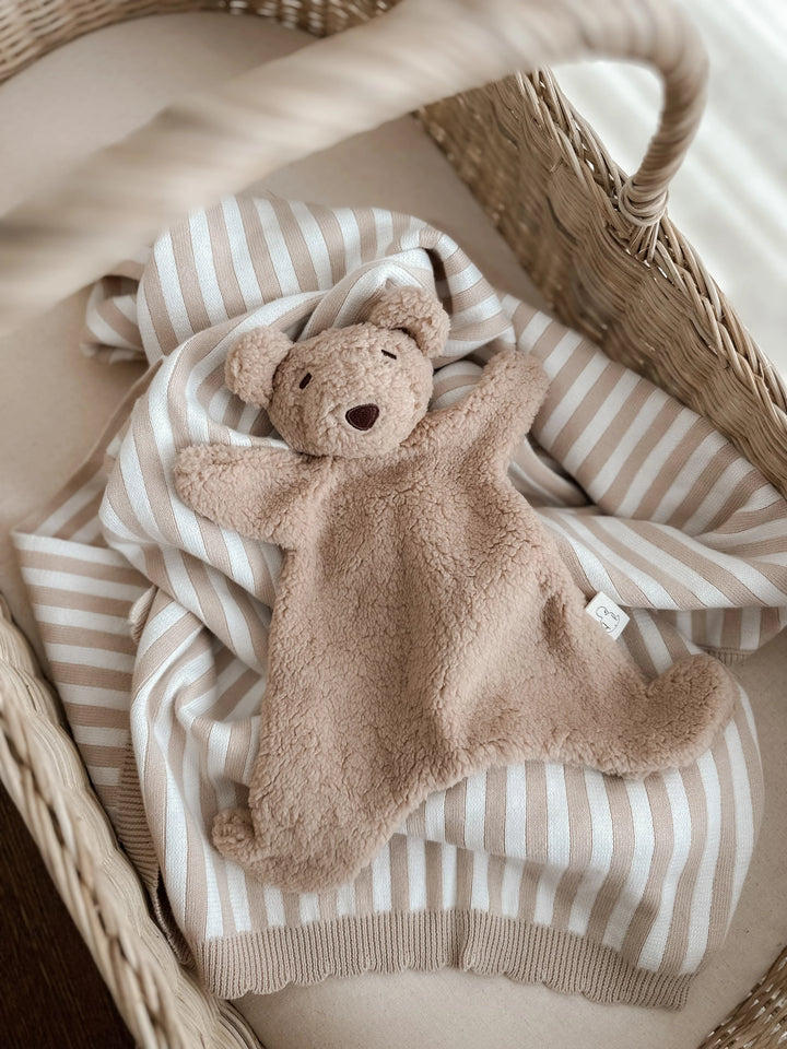 Pop Ya Tot Little Teddy Comforter Toy - Biscuit