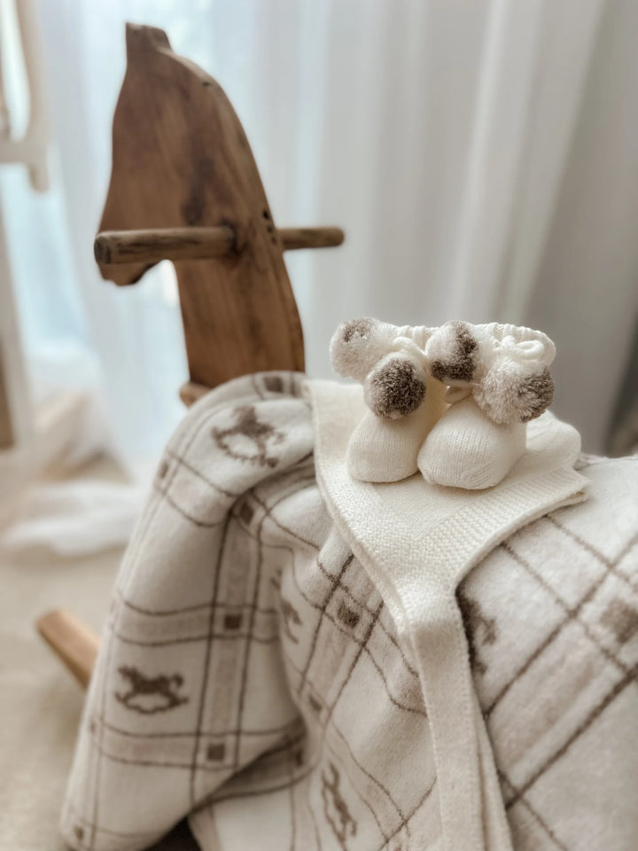 Pop Ya Tot Organic Cotton Pom Pom Booties - Milk