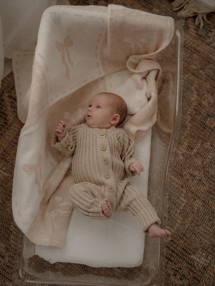 Pop Ya Tot Organic Bow Peep Knit Blanket