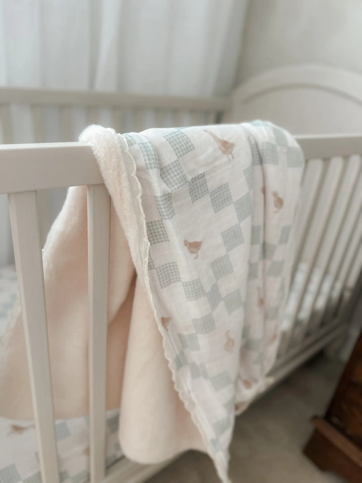 Pop Ya Tot Organic Goosey Gander Fur Lined Blanket
