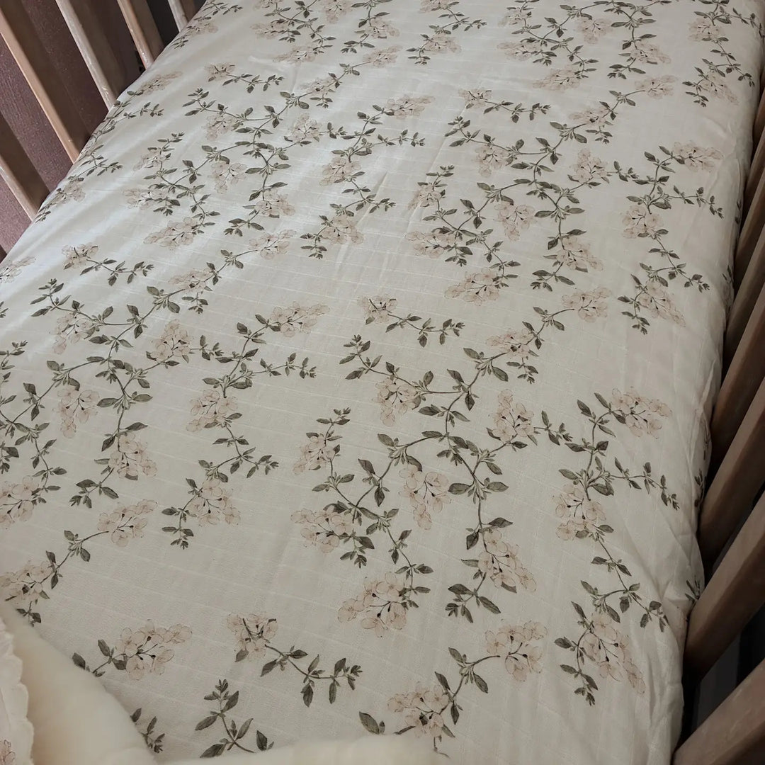 Pop Ya Tot Organic Muslin Cot Sheet - Fleur Blanche