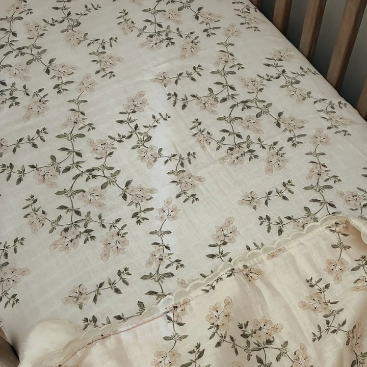 Pop Ya Tot Organic Muslin Cot Sheet - Fleur Blanche