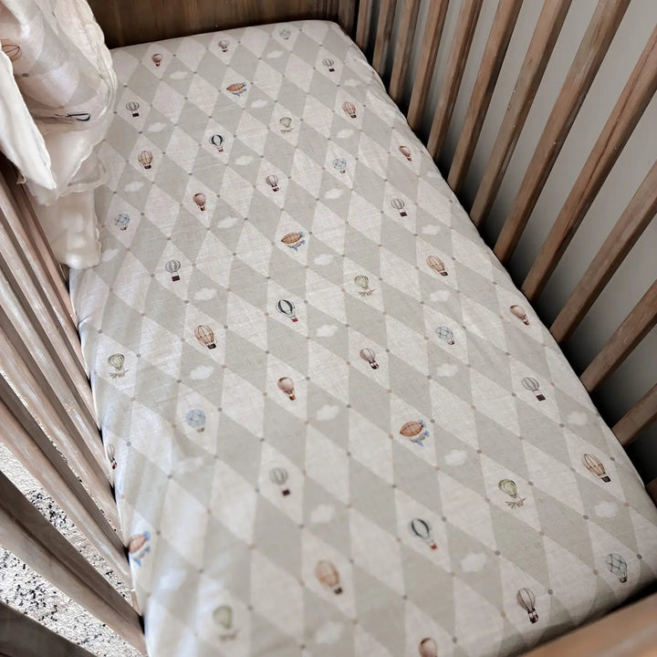 Pop Ya Tot Organic Muslin Cot Sheet - Up & Away