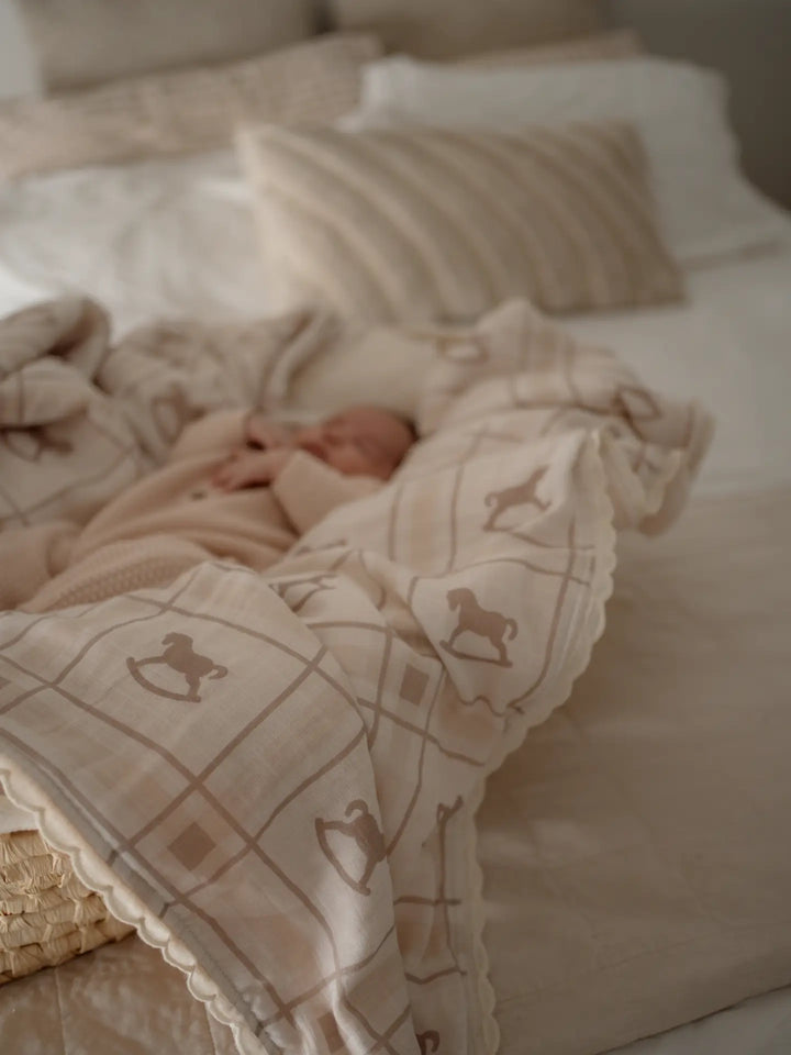 Pop Ya Tot Organic Rocking Horse Fur Lined Blanket