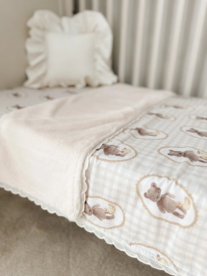 Pop Ya Tot Organic Ted & Duck Fur Lined Blanket