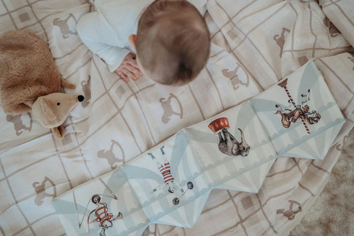 Pop Ya Tot Le Cirque Crinkle Tummy Time Book