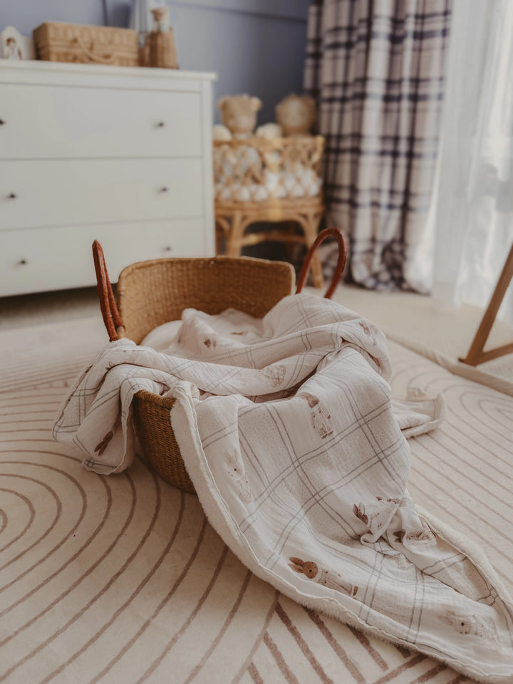 Pop Ya Tot Organic Little Cottontail Fur Lined Blanket