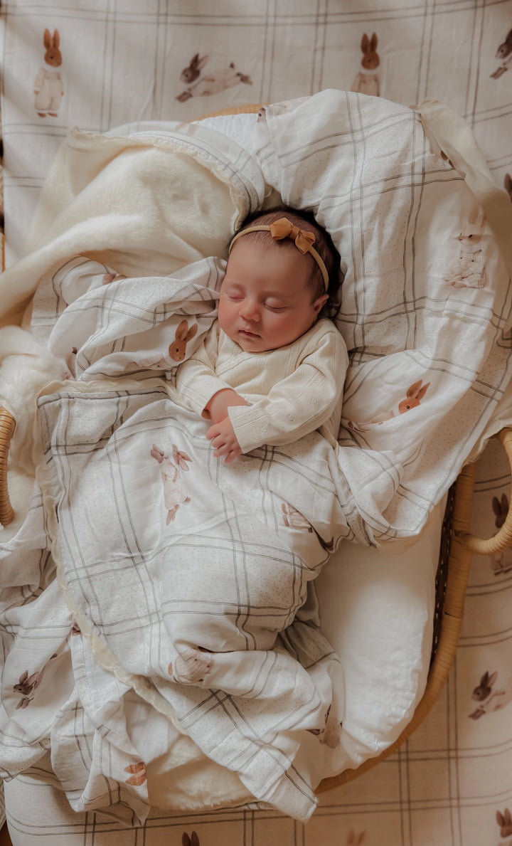 Pop Ya Tot Organic Little Cottontail Fur Lined Blanket