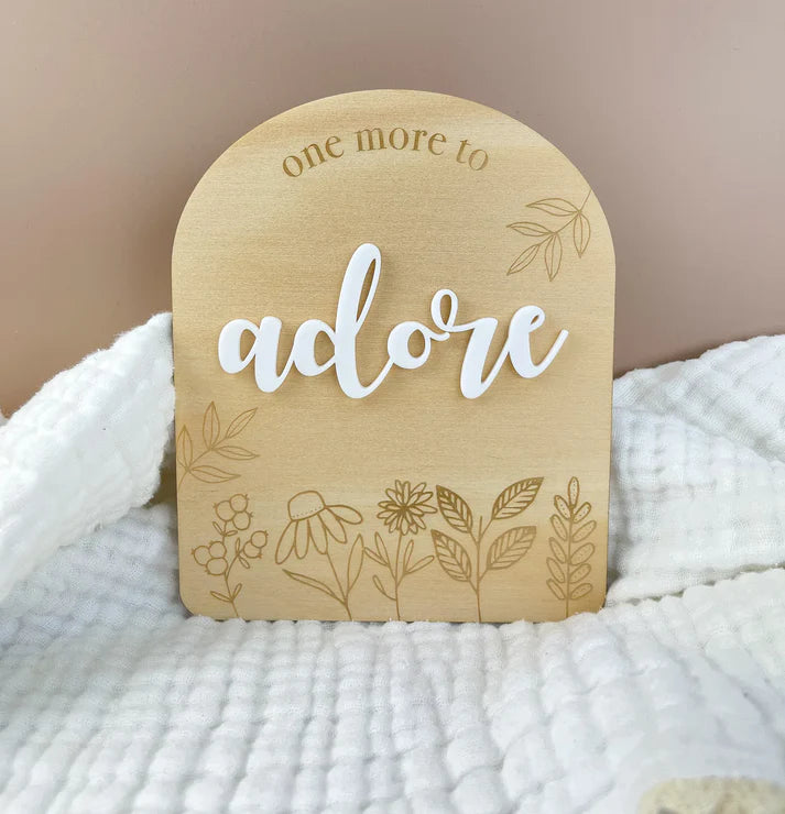 One More To Adore Announcement Plaque - Wildflower Acrylic