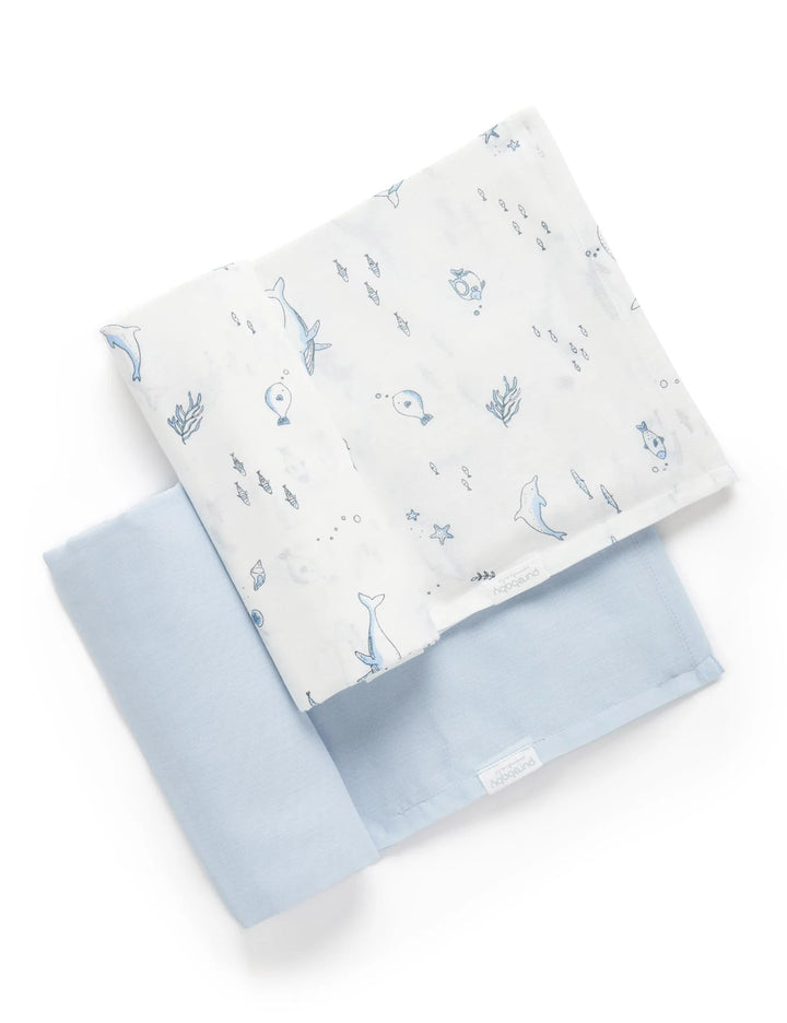 Purebaby Organic Muslin Wrap 2 Pack - Blue Nautical
