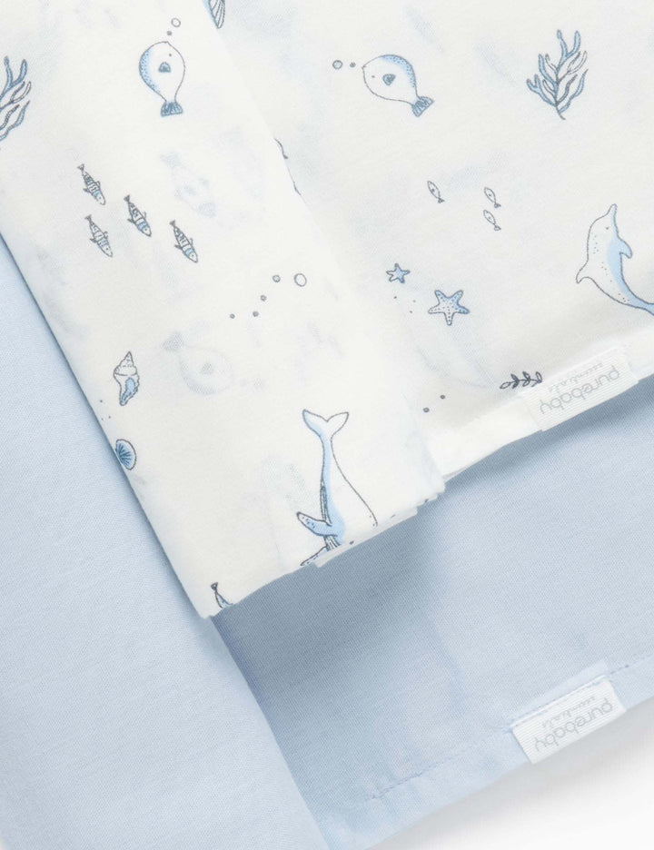Purebaby Organic Muslin Wrap 2 Pack - Blue Nautical