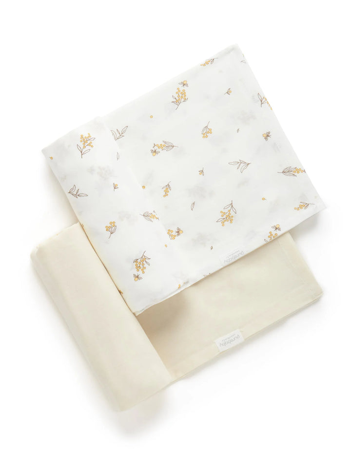 Purebaby Organic Muslin Wrap 2 Pack - Vanilla Wattle Bee