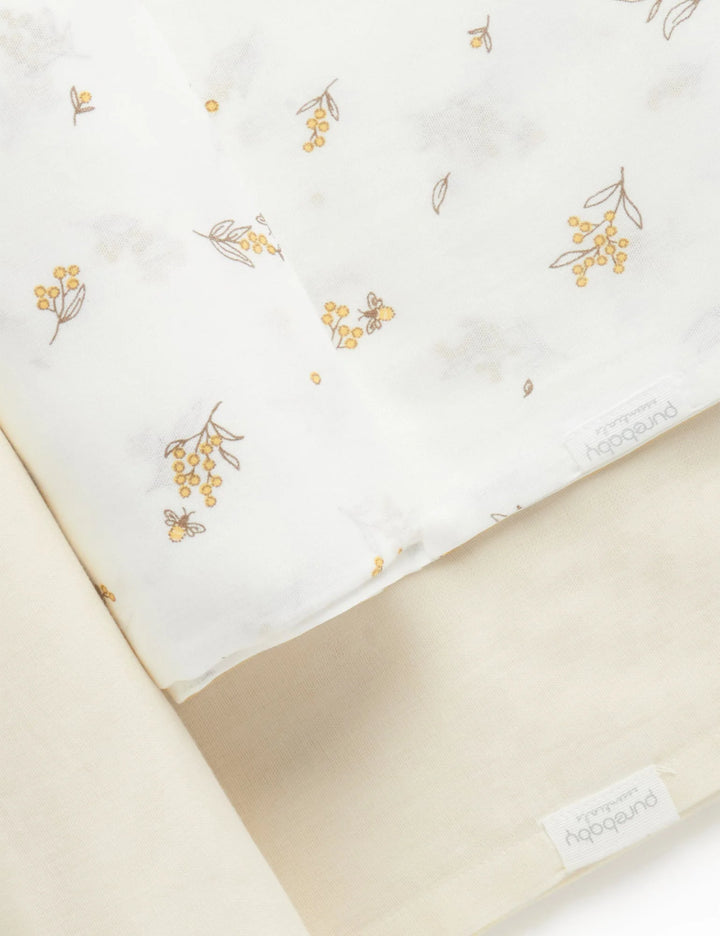Purebaby Organic Muslin Wrap 2 Pack - Vanilla Wattle Bee