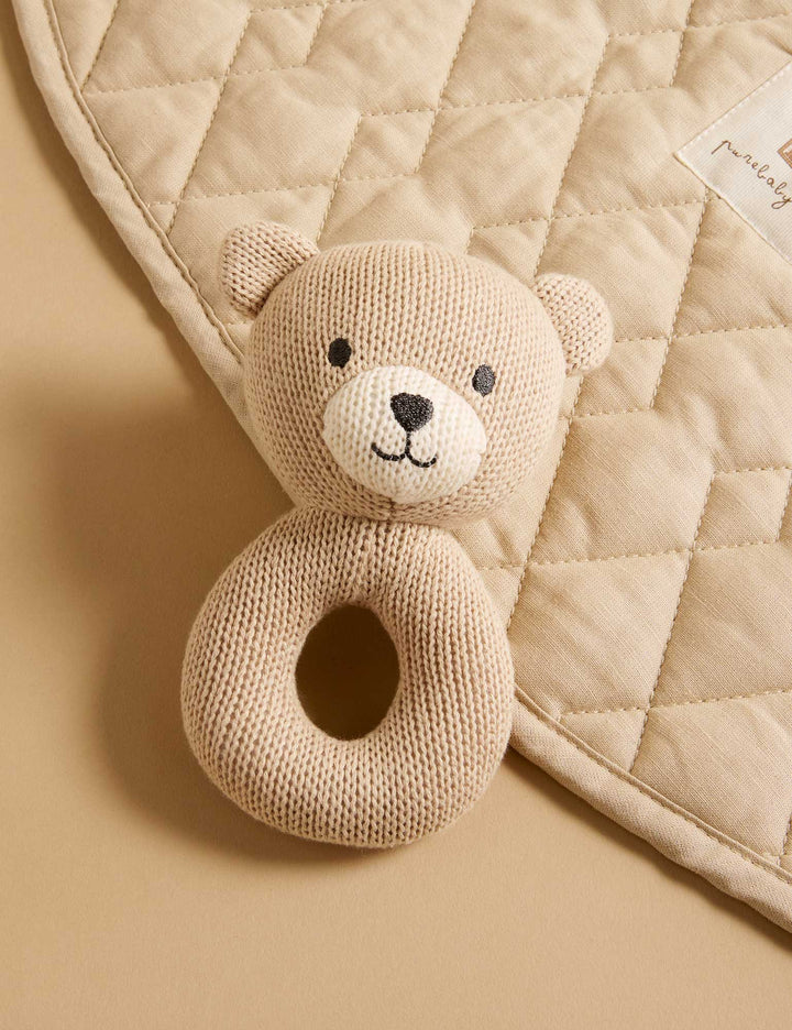 Purebaby Bear Knit Rattle