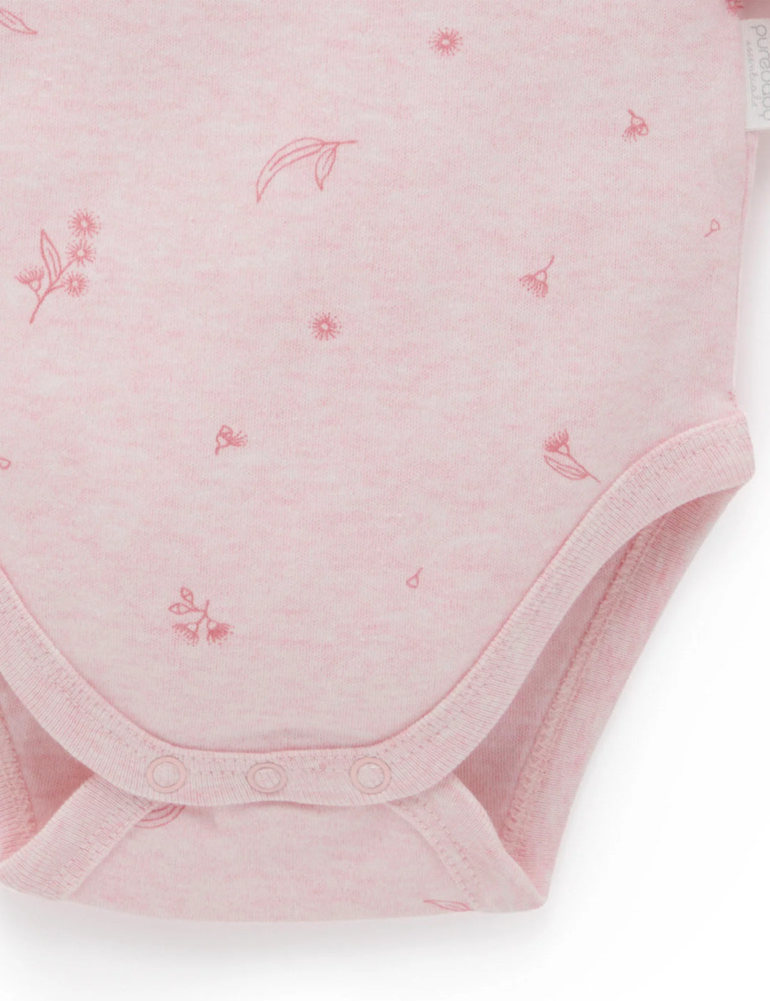 Purebaby Organic Easy Neck Long Sleeve Bodysuit 2 Pack - Pale Pink Blossom