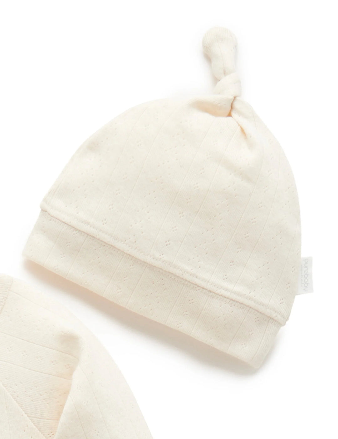 Purebaby Organic Pointelle Growsuit & Hat Set - Wheat Melange