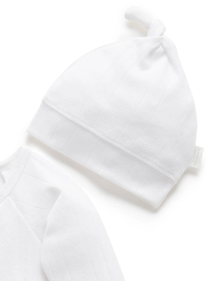 Purebaby Organic Pointelle Growsuit & Hat Set