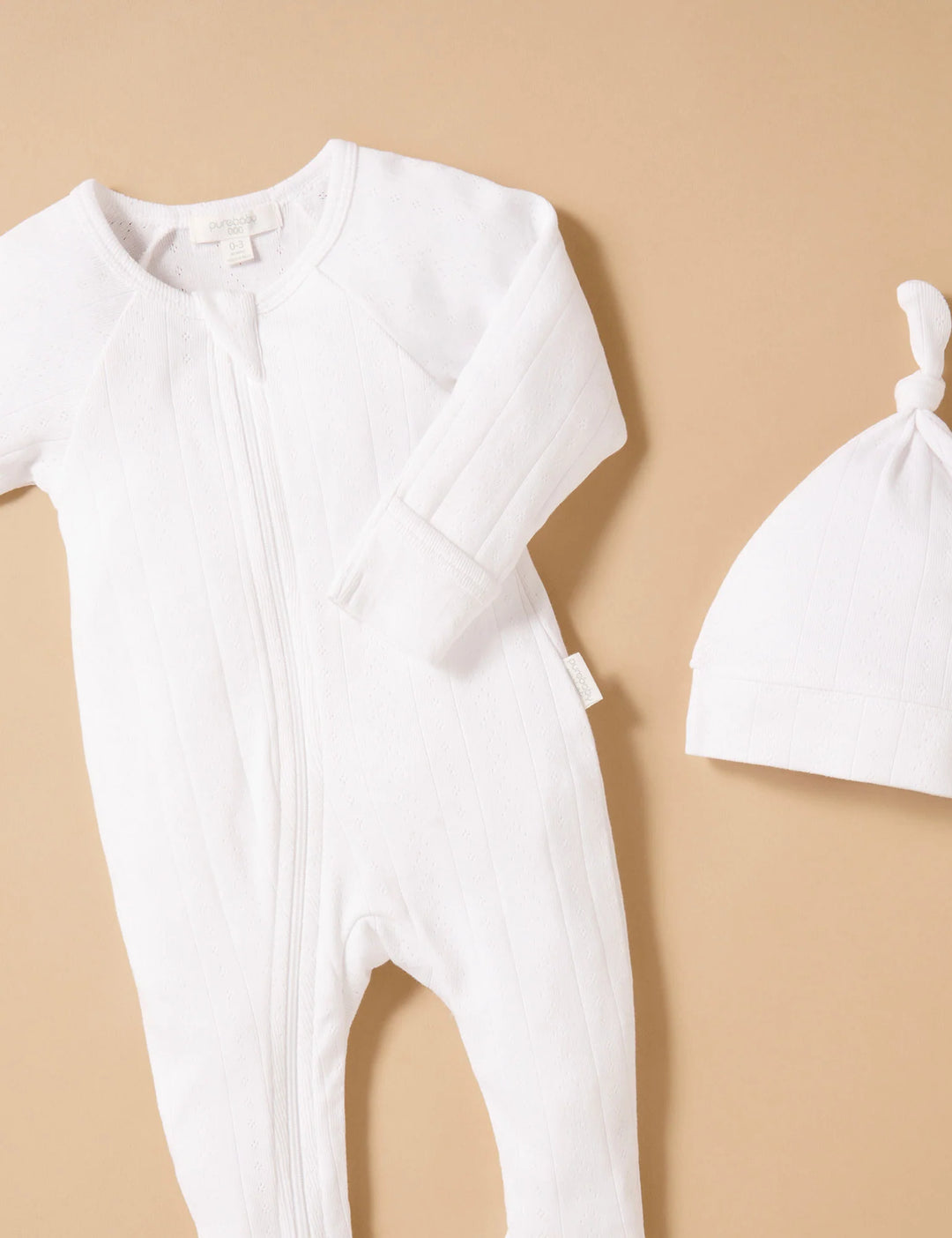 Purebaby Organic Pointelle Growsuit & Hat Set