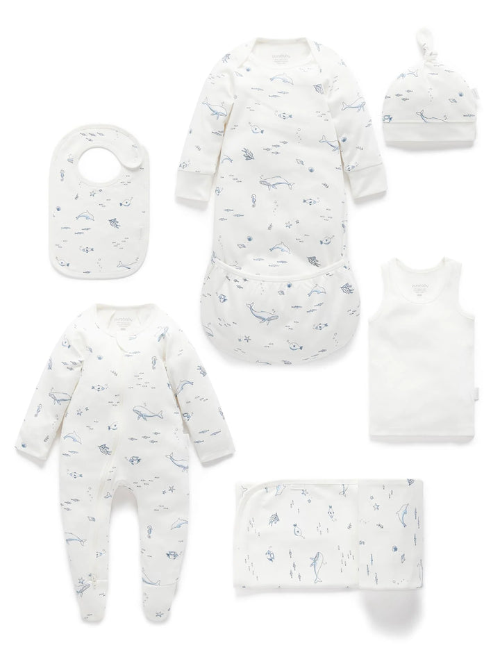 Purebaby Organic Essentials Hospital Bag Essential Vanilla Nautical $120+ Value
