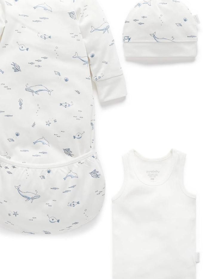 Purebaby Organic Essentials Hospital Bag Essential Vanilla Nautical $120+ Value