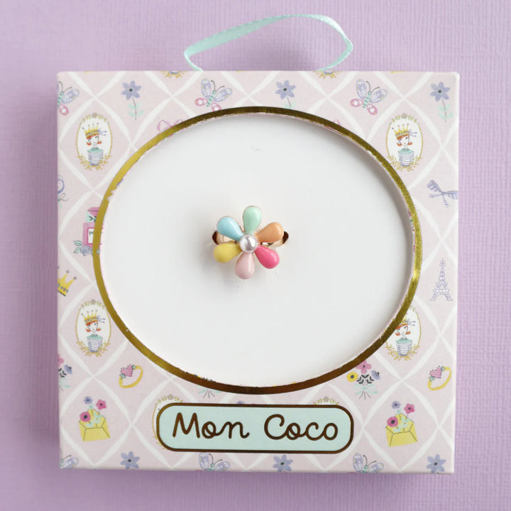 Mon Coco Adjustable Ring -  Rainbow Petal