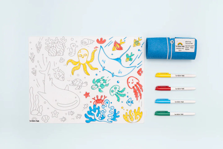 Reusable Scribble Mat Set | Under the Sea