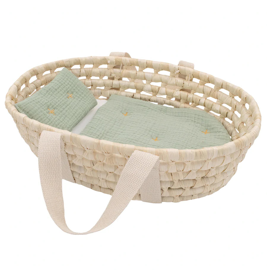 My First Doll Moses Basket and Bedding Set - Sage