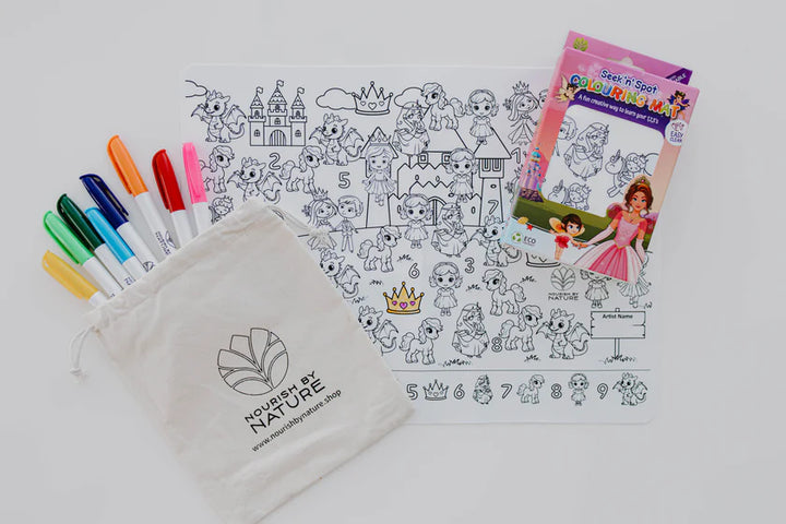 Seek n' Spot Silicone Colouring Mat - Princesses & Fairies