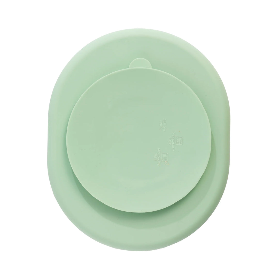 Silicone Suction Plate Feeding Set - Sage