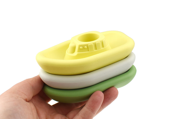 Silicone Bath Boats 3 Pack - Green & Yellow