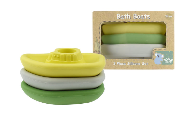 Silicone Bath Boats 3 Pack - Green & Yellow