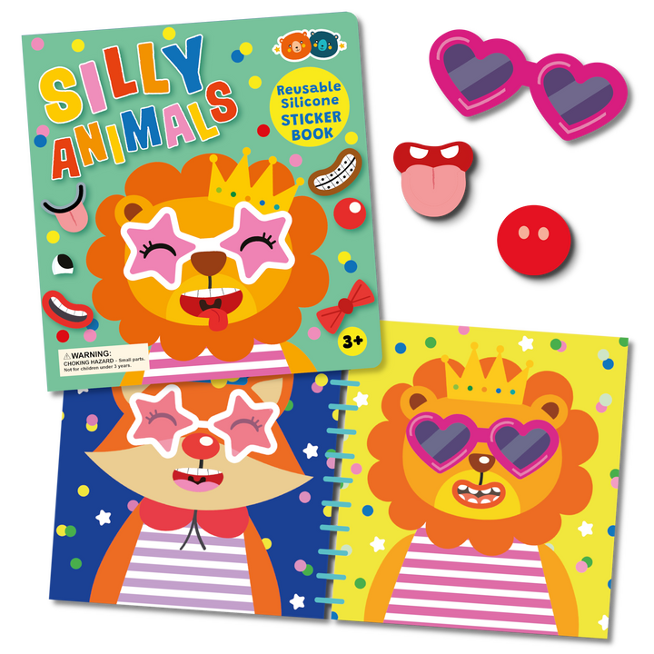 Silly Animals Reusable Silicone Sticker Book