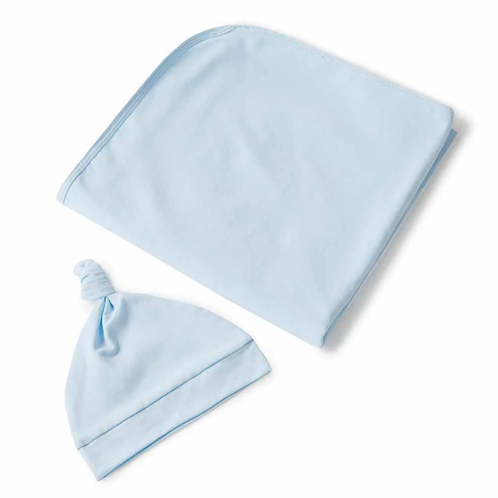Snuggle Hunny Baby Jersey Wrap & Beanie Set - Baby Blue