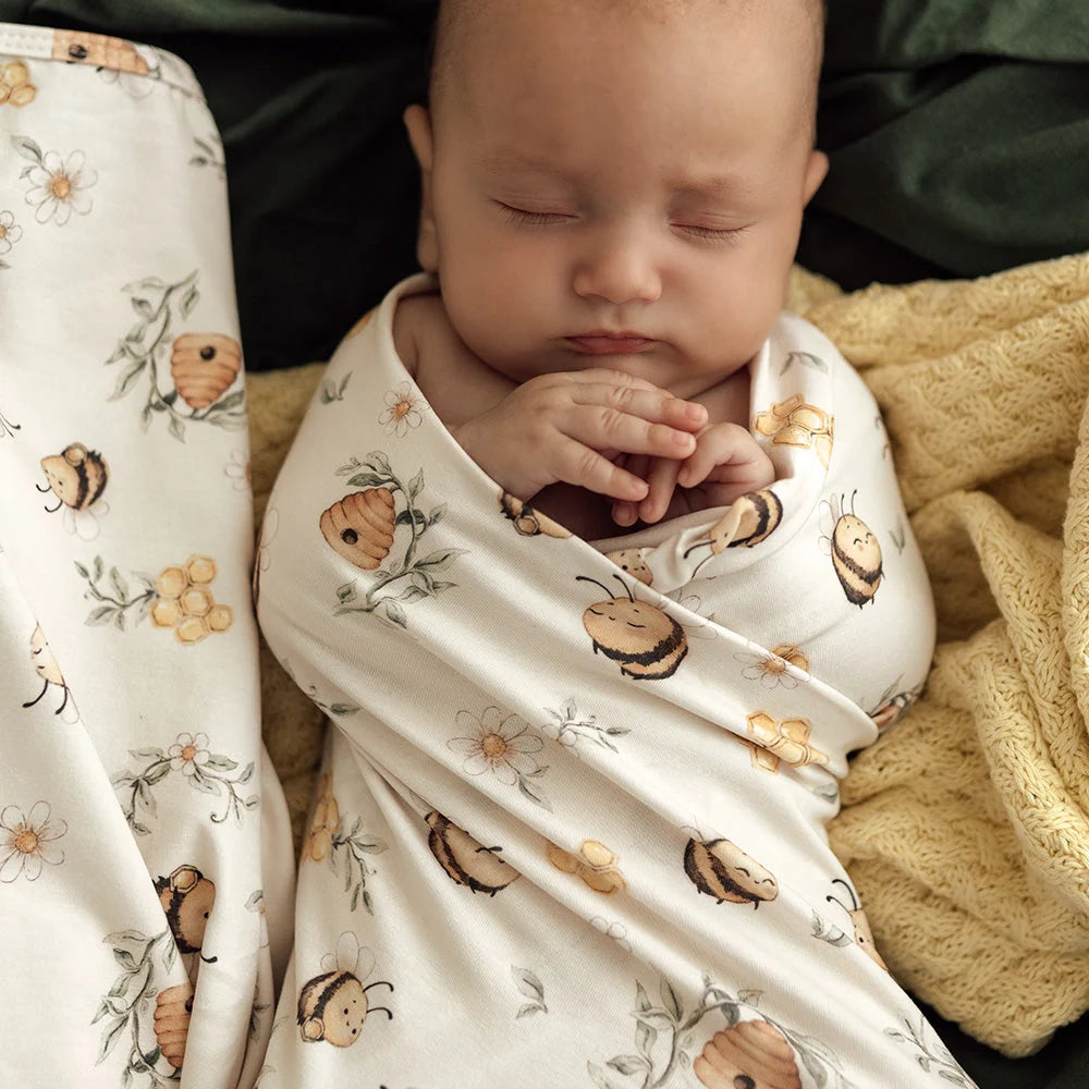 Snuggle Hunny Baby Jersey Wrap & Beanie Set - Bumblebees