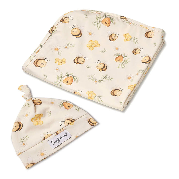 Snuggle Hunny Baby Jersey Wrap & Beanie Set - Bumblebees