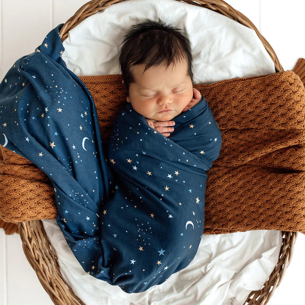 Snuggle Hunny Baby Jersey Wrap & Beanie Set - Starry Night