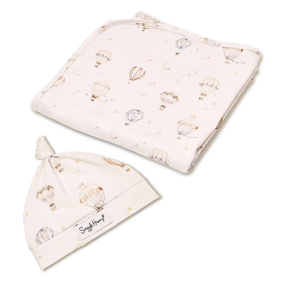 Snuggle Hunny Baby Jersey Wrap & Beanie Set - Up & Away