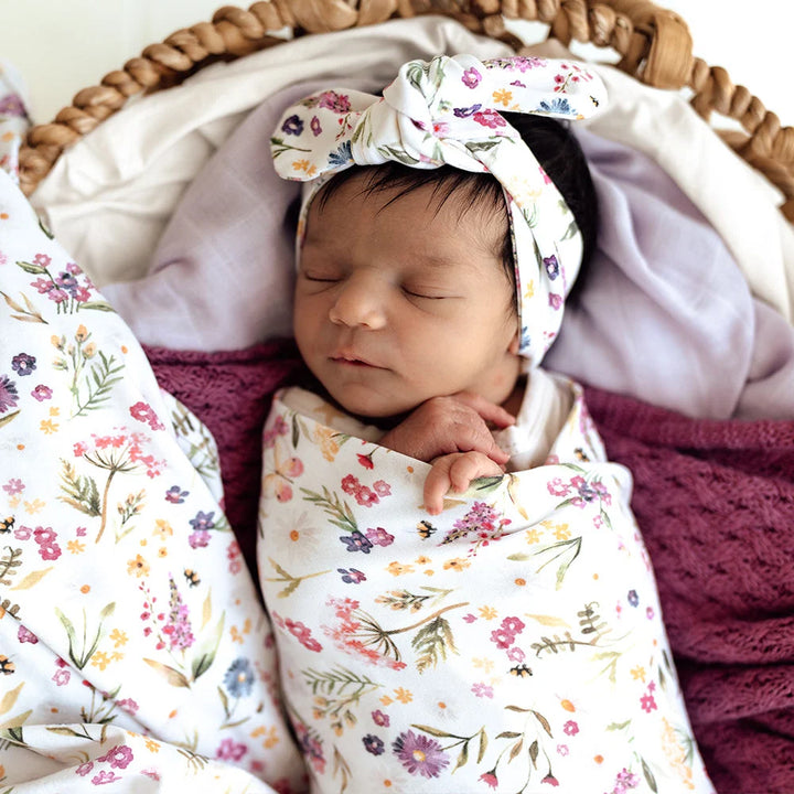 Snuggle Hunny Baby Jersey Wrap & Topknot Set - Gracie