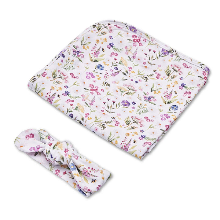 Snuggle Hunny Baby Jersey Wrap & Topknot Set - Gracie