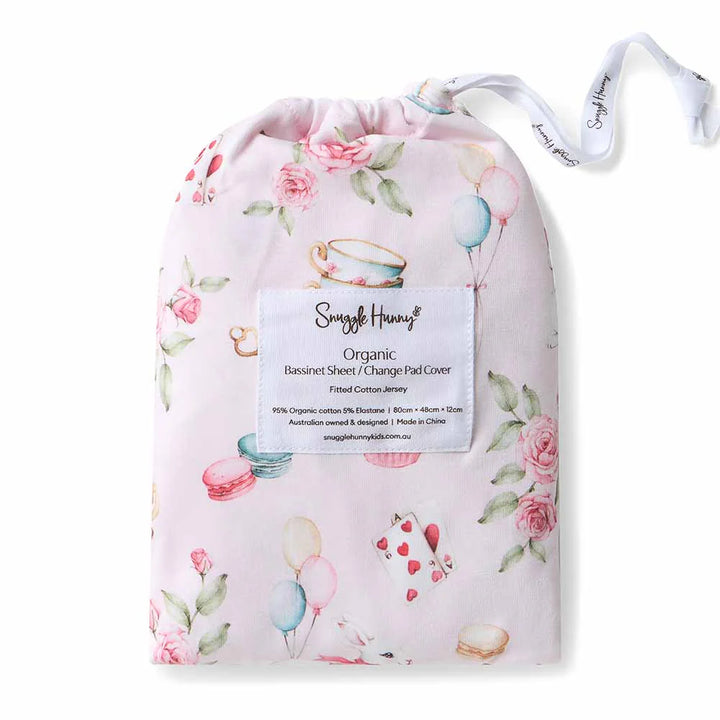 Snuggle Hunny Bassinet Sheet & Change Pad Cover - Alice’s Tea Party