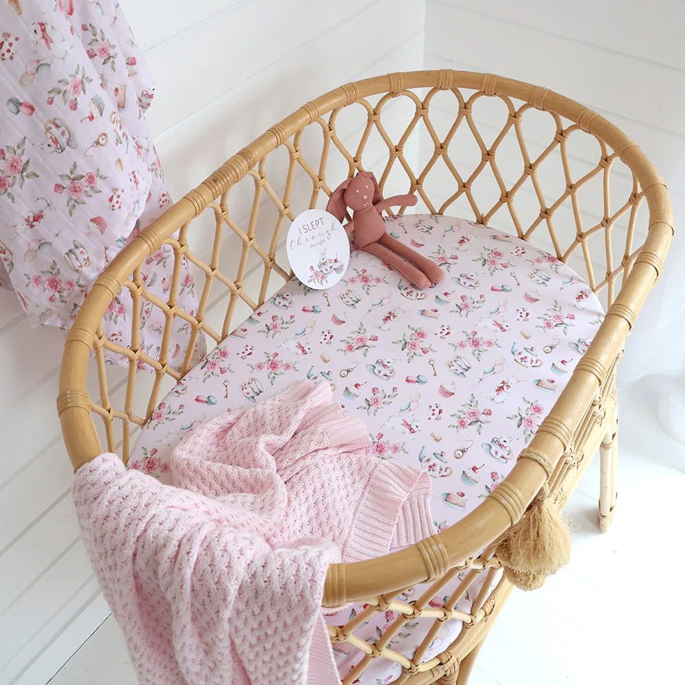 Snuggle Hunny Bassinet Sheet & Change Pad Cover - Alice’s Tea Party