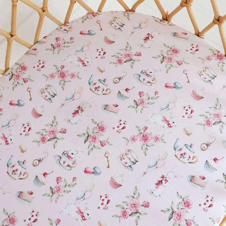 Snuggle Hunny Bassinet Sheet & Change Pad Cover - Alice’s Tea Party