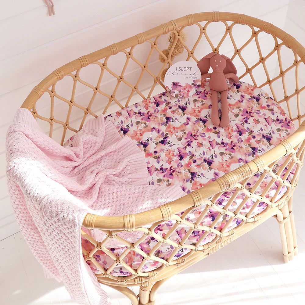 Snuggle Hunny Bassinet Sheet & Change Pad Cover - Blushing Beauty