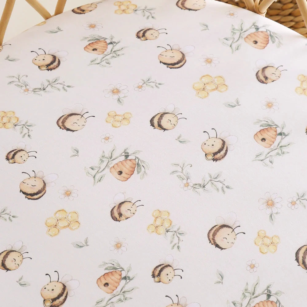 Snuggle Hunny Bassinet Sheet & Change Pad Cover - Bumblebees