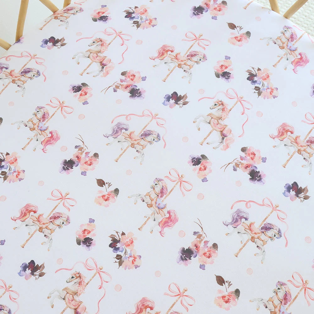 Snuggle Hunny Bassinet Sheet & Change Pad Cover - Carousel