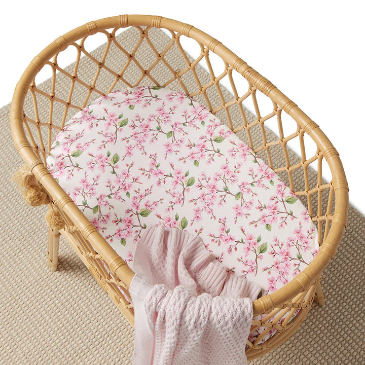 Snuggle Hunny Bassinet Sheet & Change Pad Cover - Cherry Blossom