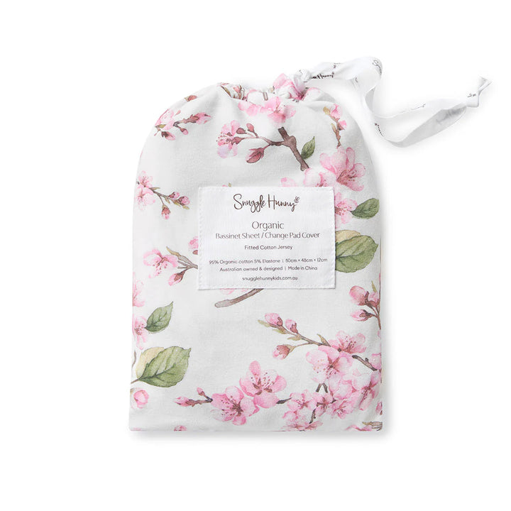 Snuggle Hunny Bassinet Sheet & Change Pad Cover - Cherry Blossom