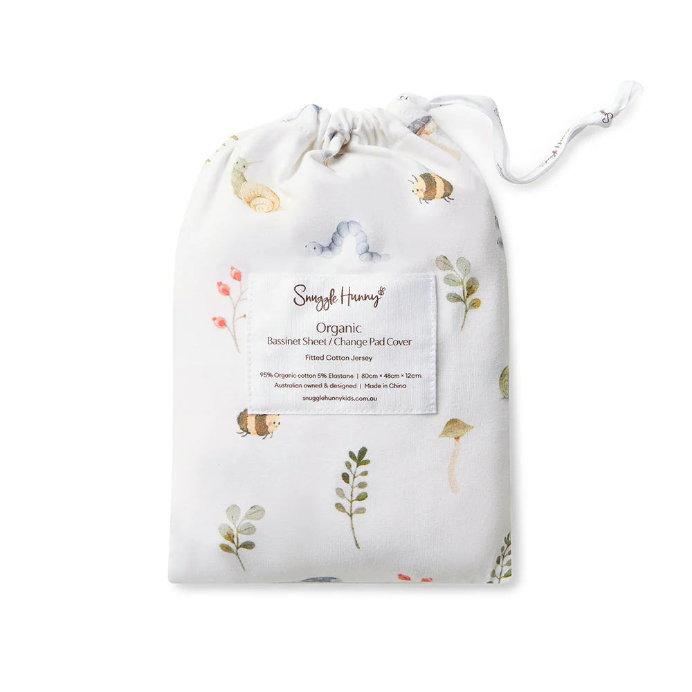 Snuggle Hunny Bassinet Sheet & Change Pad Cover - Garden Friends