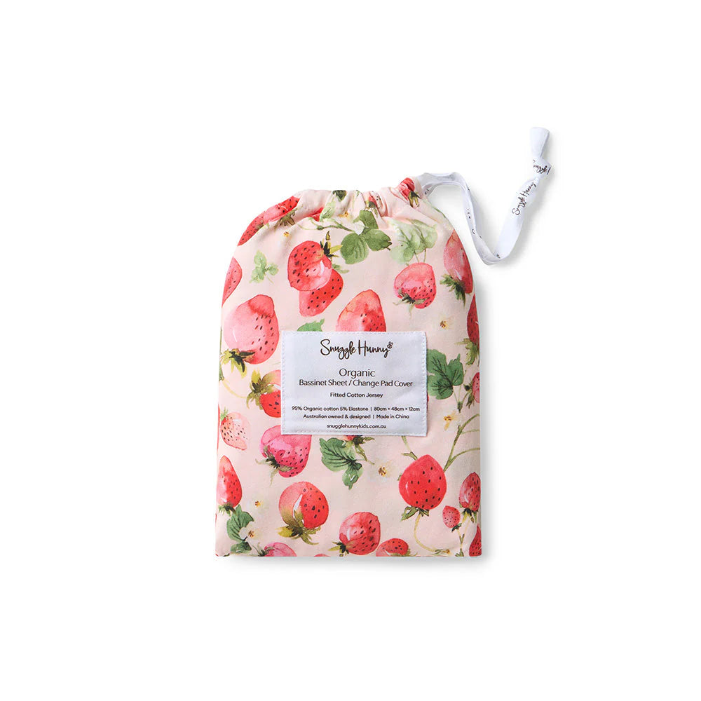 Snuggle Hunny Bassinet Sheet & Change Pad Cover - Strawberry
