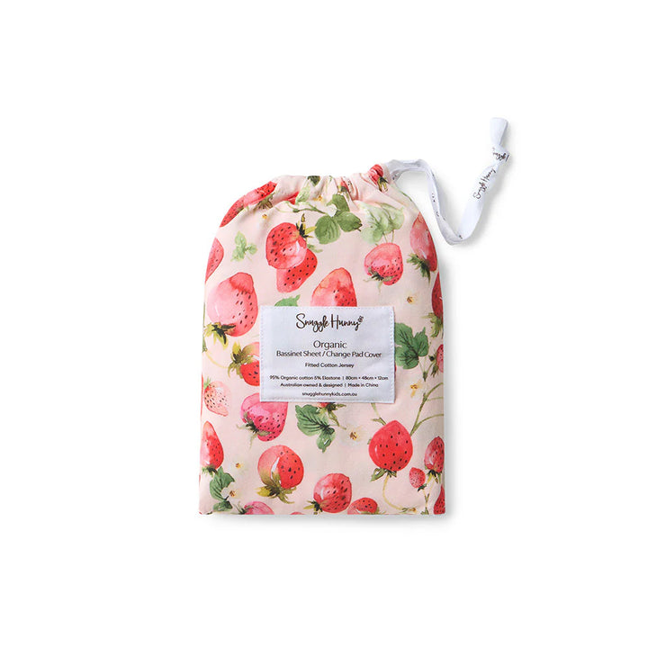 Snuggle Hunny Bassinet Sheet & Change Pad Cover - Strawberry